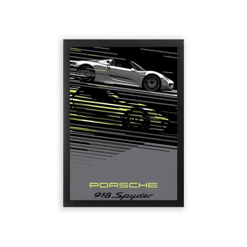 Porsche 'Vintage Verve' Framed Poster Black Premium Wood