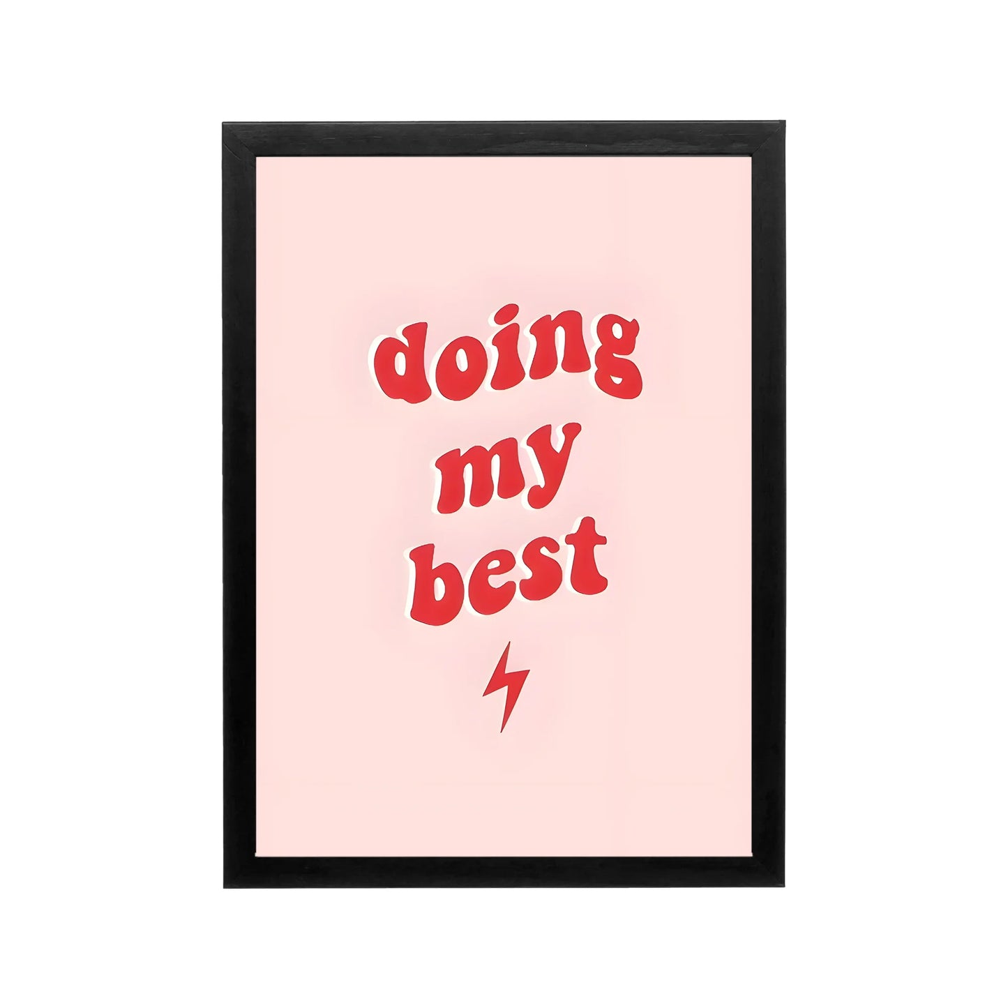 Pink retro typography poster reading doing my best with red text and lightning bolt for bedroom or dorm wall decor
