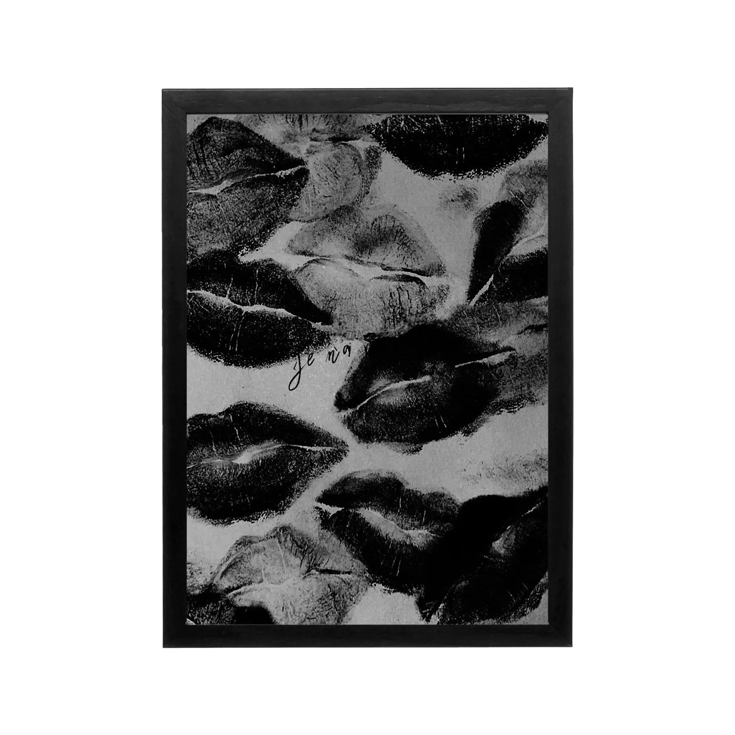 Abstract black and white framed print with textured contrast for minimalist living room or office wall decor