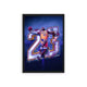 Basketball 'The Iconic 23' Framed Poster Black Hard Fiber Dynamic basketball player in action, leaping for a slam dunk in front of a stylistic number 23 with a vibrant purple and gold backdrop, capturing the energy of the game in posters.