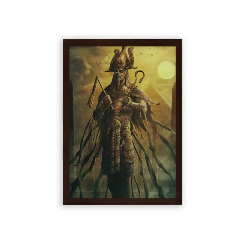 Ancient Egyptian 'Ancient Mystery' Framed Poster Brown Premium Wood The description does not provide information on a known object to identify.