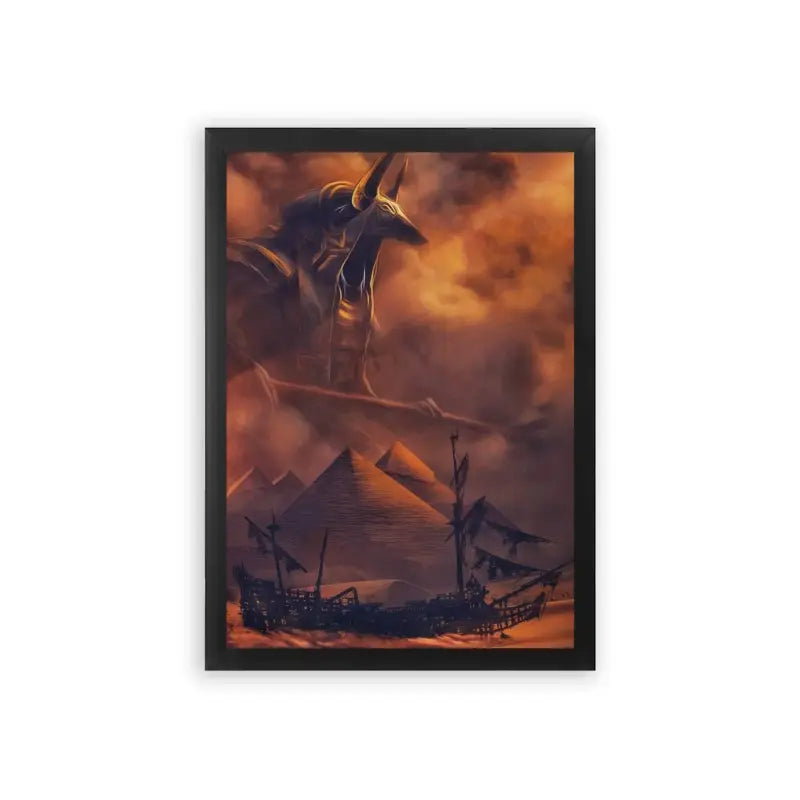 Ancient Egyptian 'Cleopatra's Barge' Framed Poster Black Premium Wood The ghostly ship sailing through the sands could potentially be identified as the infamous ship of the desert - Cleopatra's Barge.