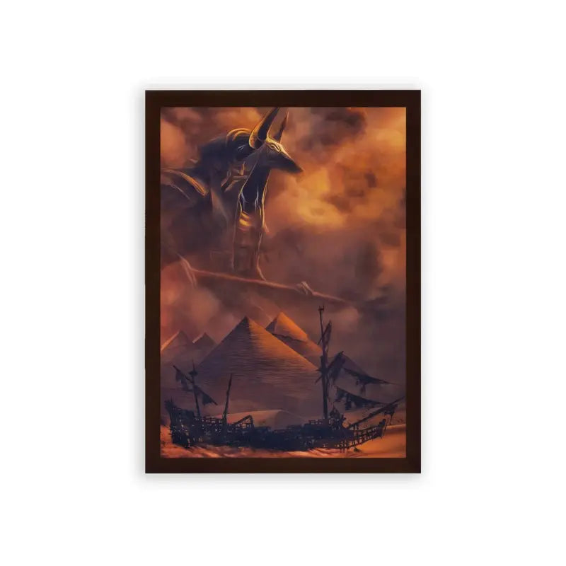 Ancient Egyptian 'Cleopatra's Barge' Framed Poster Brown Premium Wood The ghostly ship sailing through the sands could potentially be identified as the infamous ship of the desert - Cleopatra's Barge.