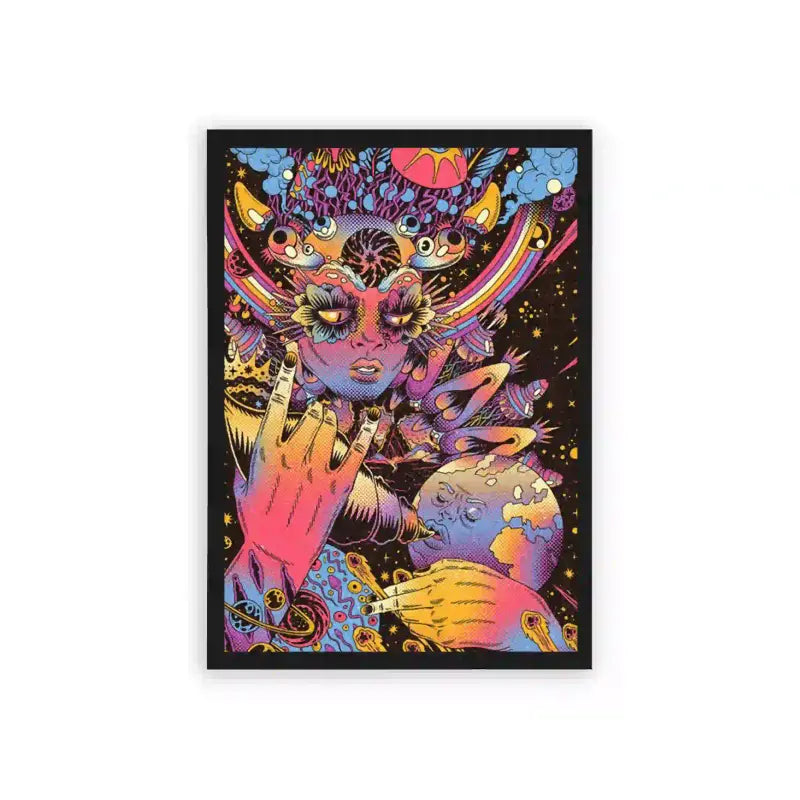 Acid Art 'Celestial Fantasy' Framed Poster Black Hard Fiber