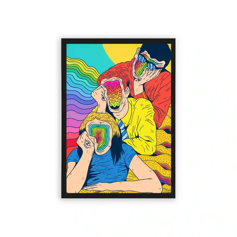 Acid Art 'Chromatic Souls' Framed Poster Black Hard Fiber