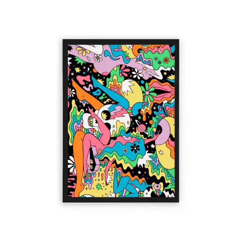 Acid Art 'Neon Nirvana' Framed Poster Black Hard Fiber