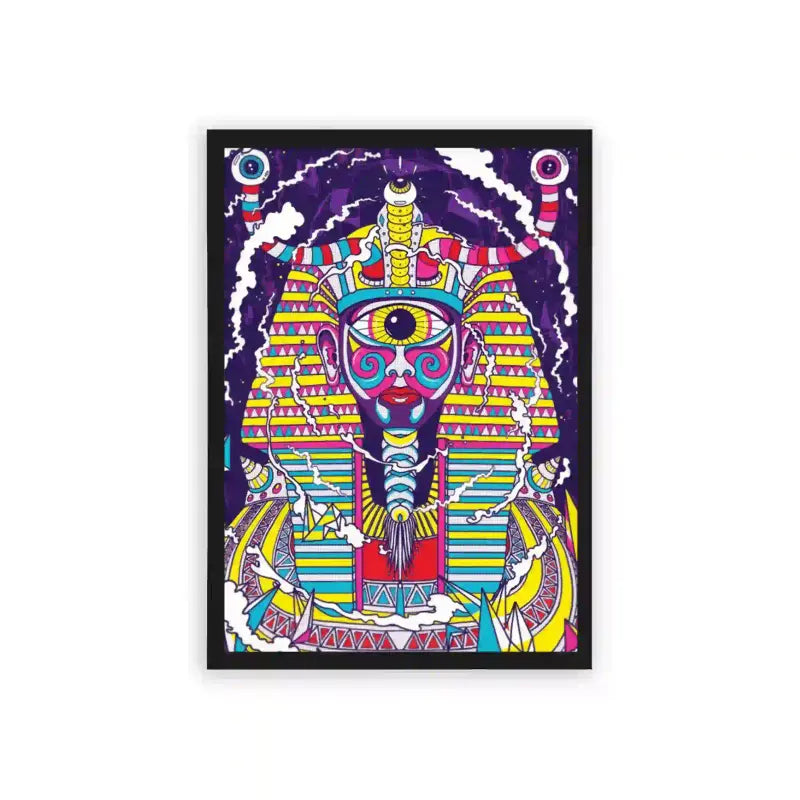 Acid Art 'Psychedelic Pharaoh' Framed Poster Black Hard Fiber