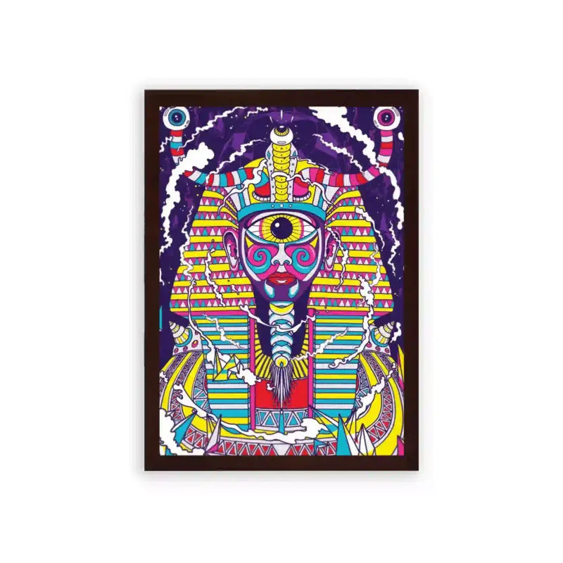 Acid Art 'Psychedelic Pharaoh' Framed Poster Brown Premium Wood