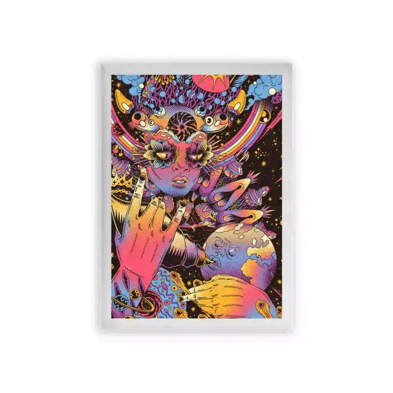 Acid Art 'Celestial Fantasy' Framed Poster White Premium Wood