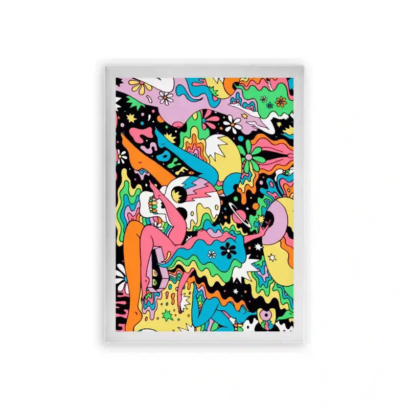 Acid Art 'Neon Nirvana' Framed Poster White Premium Wood