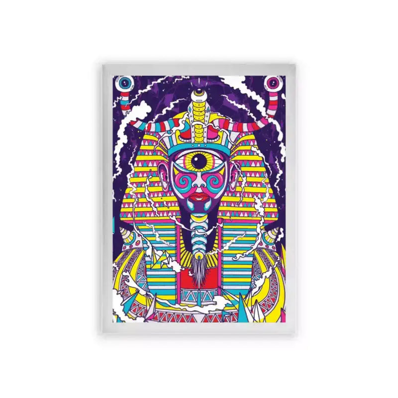 Acid Art 'Psychedelic Pharaoh' Framed Poster White Premium Wood