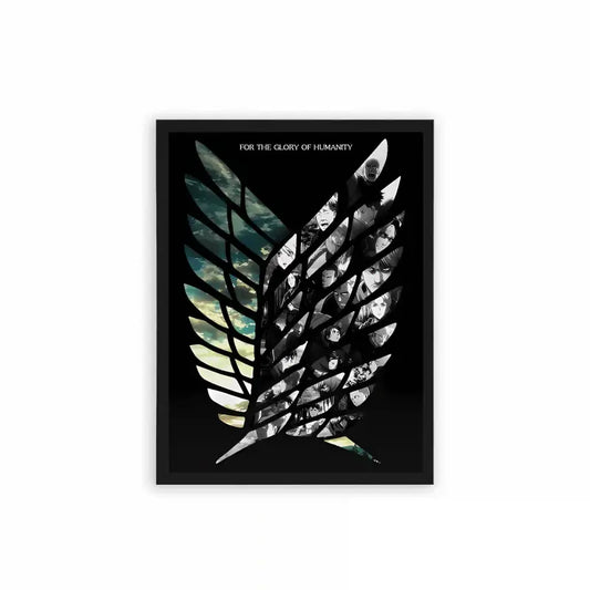 Attack On Titan 'Wings Of Freedom' Framed Poster Black Hard Fiber