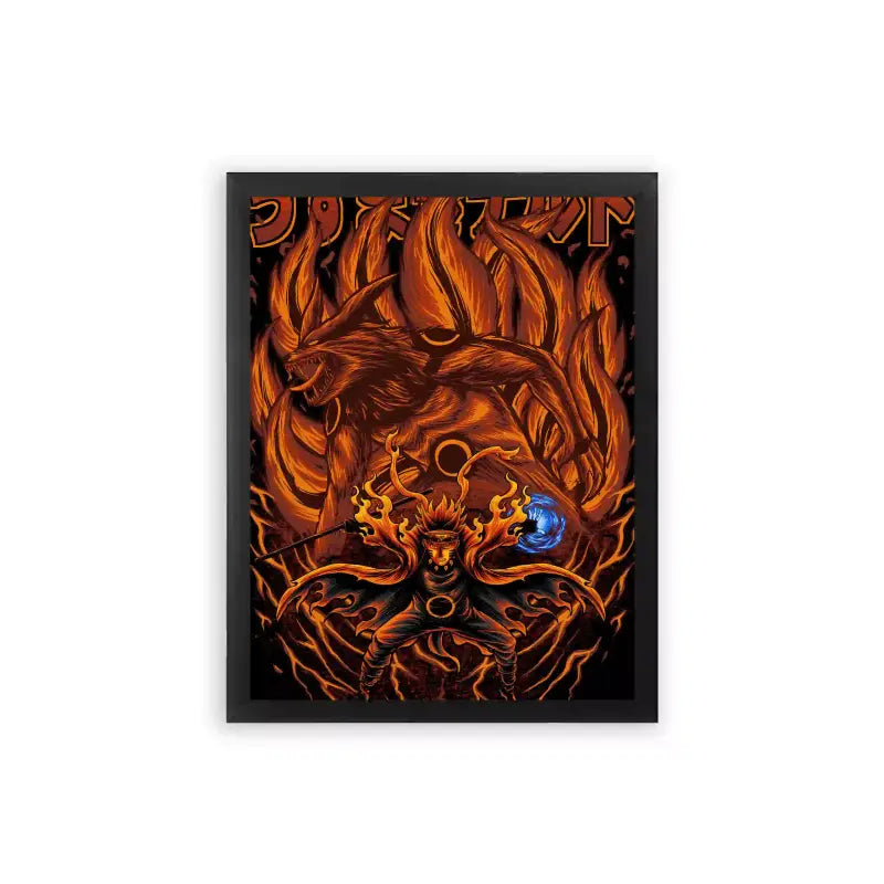 Naruto 'Blaze of the Nine-Tails' Framed Poster Black Premium Wood