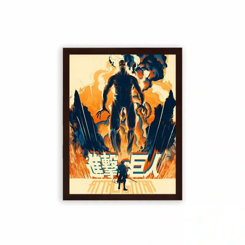 Attack On Titan 'Titan's Wrath' Framed Poster Brown Premium Wood