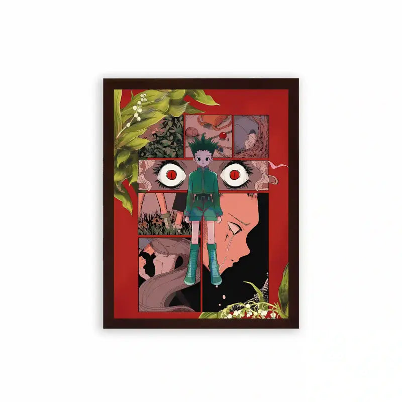 Hunter X Hunter 'Aura' Framed Poster Brown Premium Wood