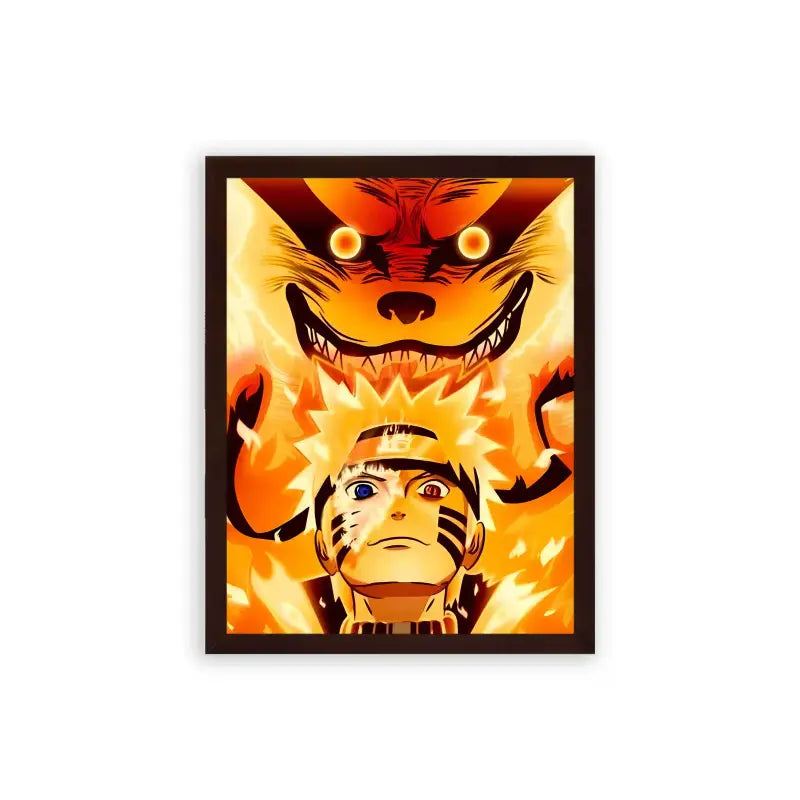 Naruto 'Spirit of the Fox' Framed Poster Brown Premium Wood