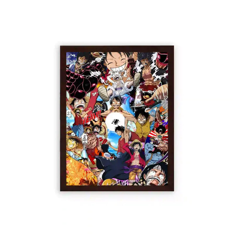 One Piece 'Straw Hat Legacy' Framed Poster Brown Premium Wood