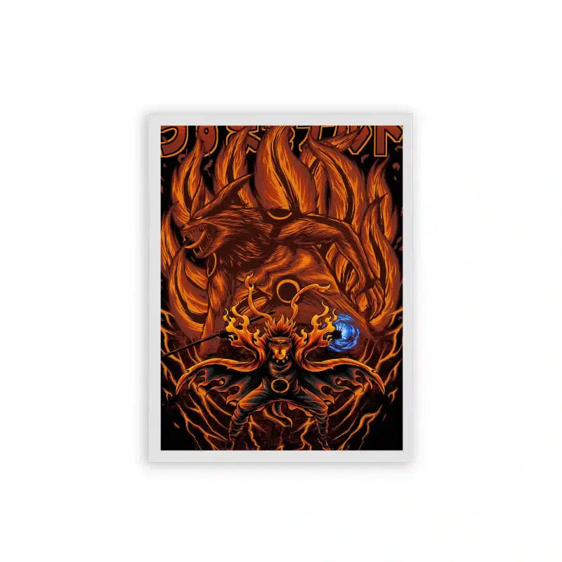 Naruto 'Blaze of the Nine-Tails' Framed Poster White Hard Fiber