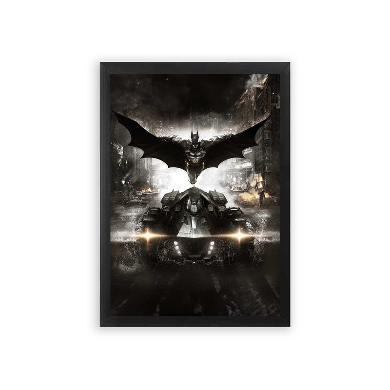 Batman 'Wings Over The City' Framed Poster Black Premium Wood