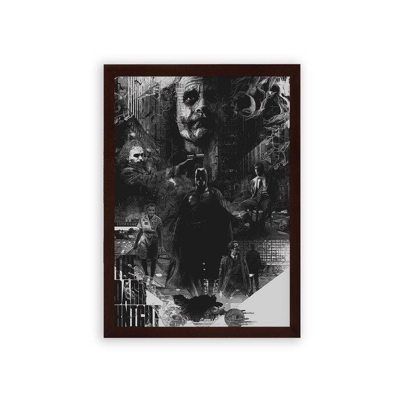 Batman 'Joker's Destruction' Framed Poster Brown Premium Wood