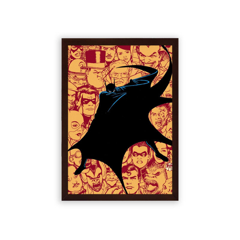 Batman 'Shadow of A Hero' Framed Poster Brown Premium Wood