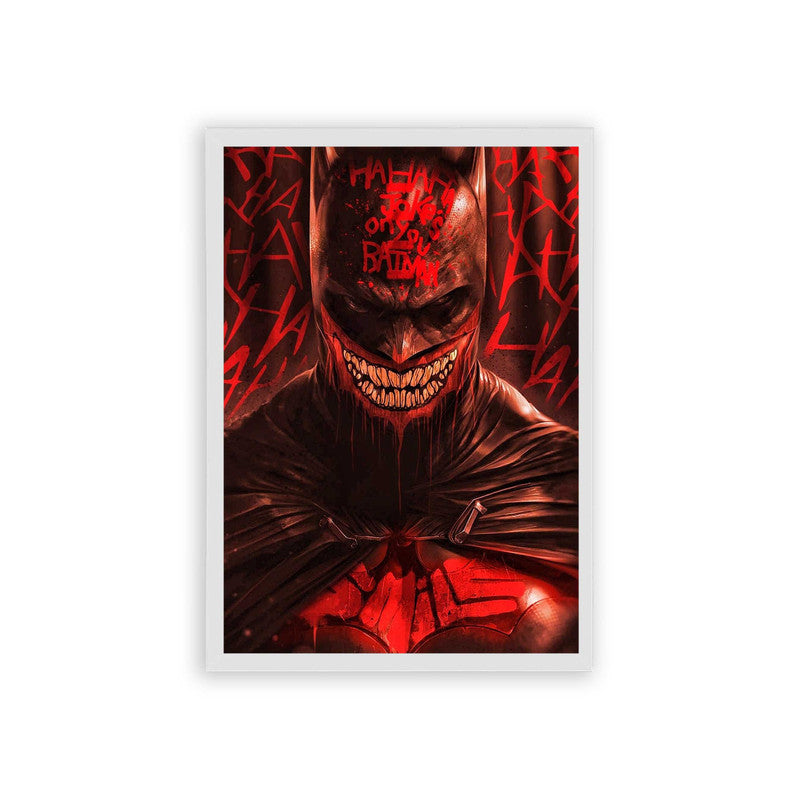 Batman 'Blood Red Guardian' Framed Poster White Hard Fiber