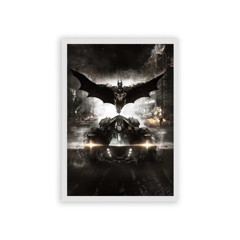 Batman 'Wings Over The City' Framed Poster White Hard Fiber