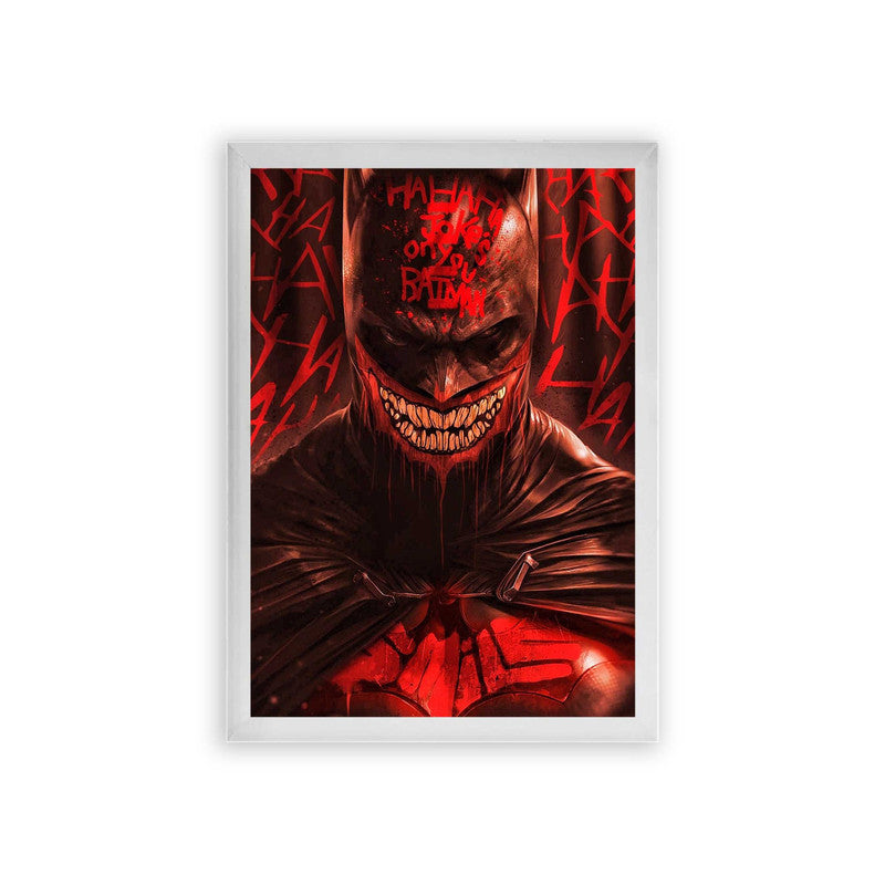 Batman 'Blood Red Guardian' Framed Poster White Premium Wood