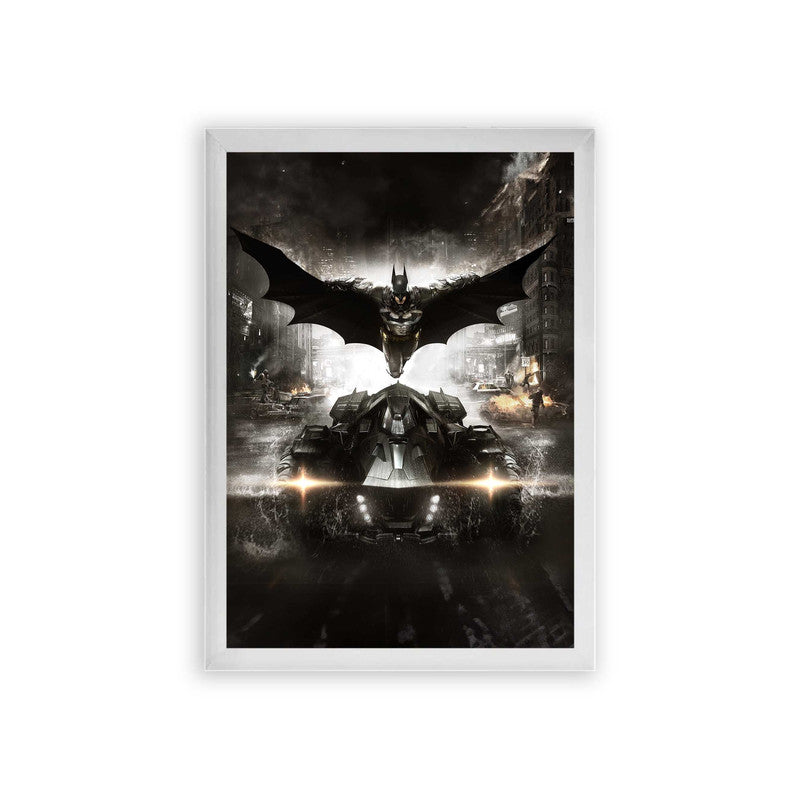 Batman 'Wings Over The City' Framed Poster Black Premium Wood