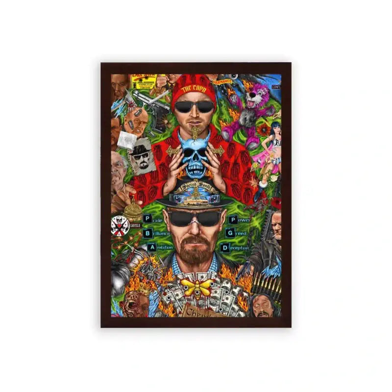 Breaking Bad 'Meth & Mayhem' Framed Poster Brown Premium Wood