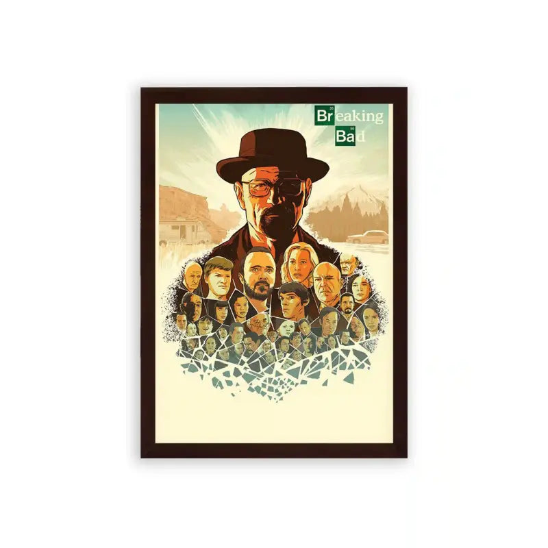 Breaking Bad 'Shattered Lives' Framed Poster Brown Premium Wood