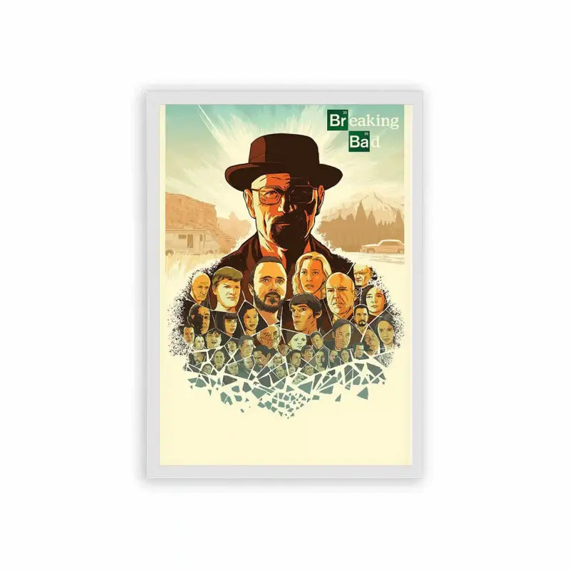 Breaking Bad 'Shattered Lives' Framed Poster White Hard Fiber