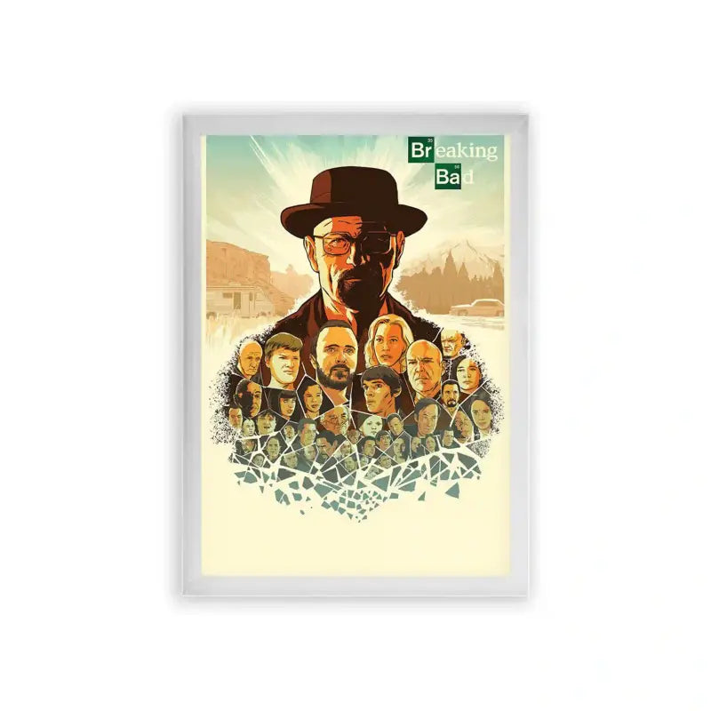 Breaking Bad 'Shattered Lives' Framed Poster White Premium Wood