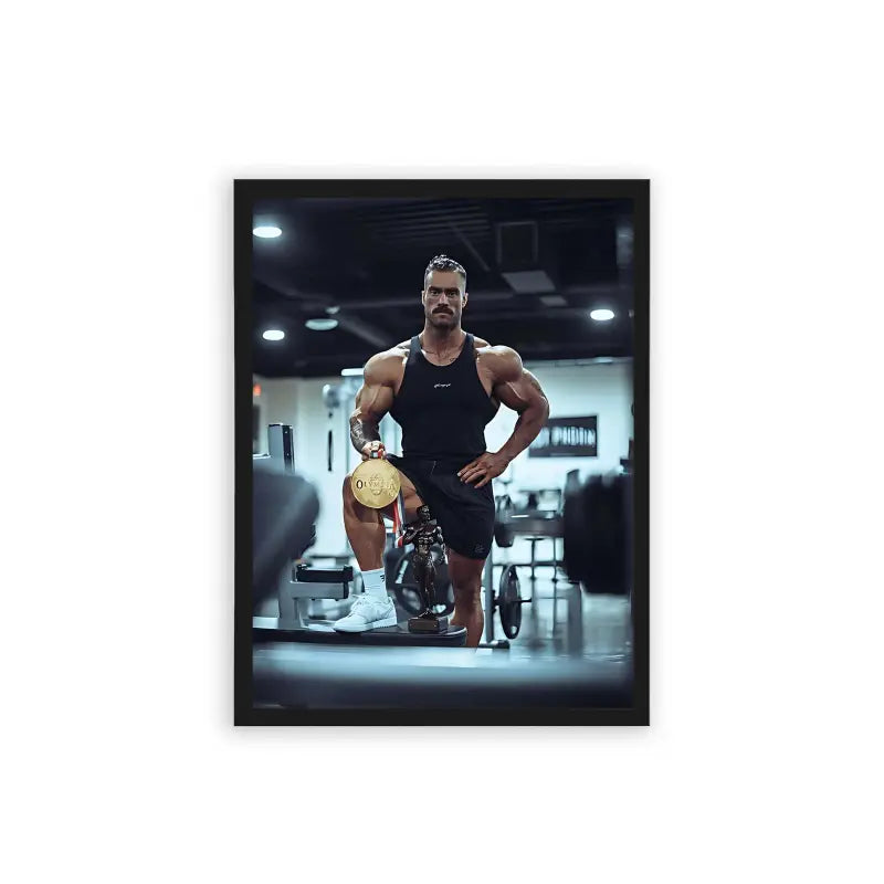 Chris Bumstead 'Iconic Winner' Framed Poster Black Hard Fiber