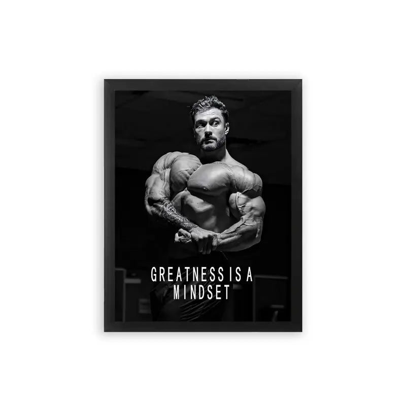 Chris Bumstead 'Greatness is a Mindset' Framed Poster Black Premium Wood