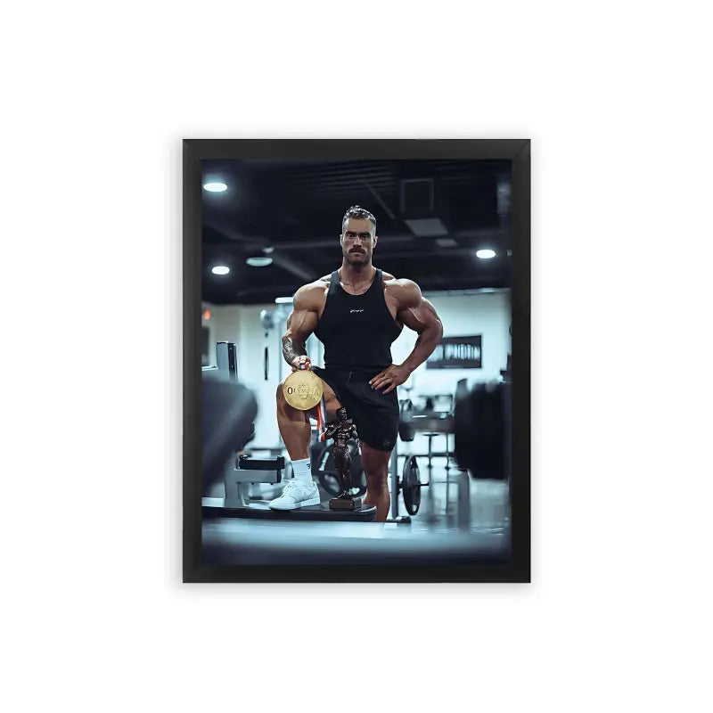 Chris Bumstead 'Iconic Winner' Framed Poster Black Premium Wood