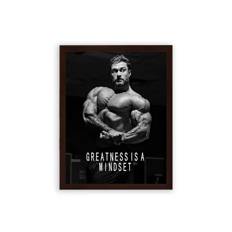 Chris Bumstead 'Greatness is a Mindset' Framed Poster Brown Premium Wood