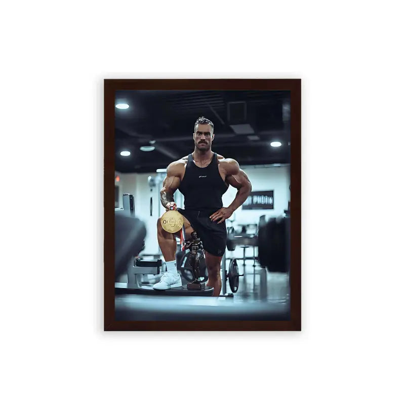 Chris Bumstead 'Iconic Winner' Framed Poster Brown Premium Wood