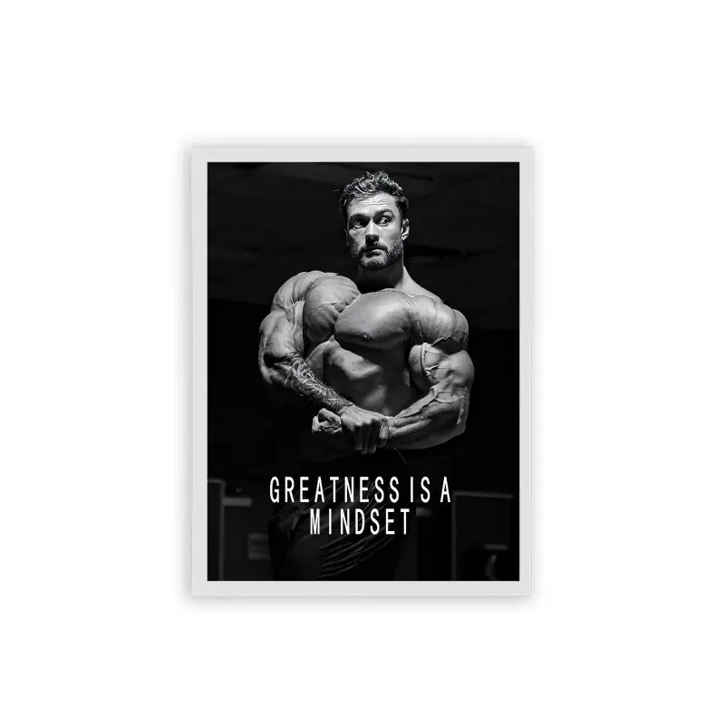 Chris Bumstead 'Greatness is a Mindset' Framed Poster White Hard Fiber