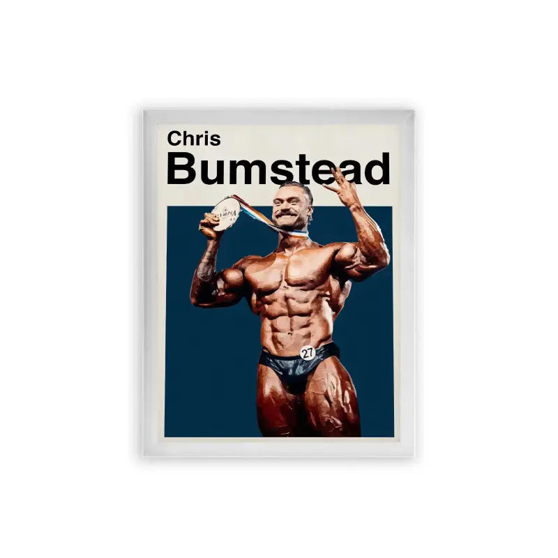 Chris Bumstead 'Mr. Olympia' Framed Poster White Premium Wood