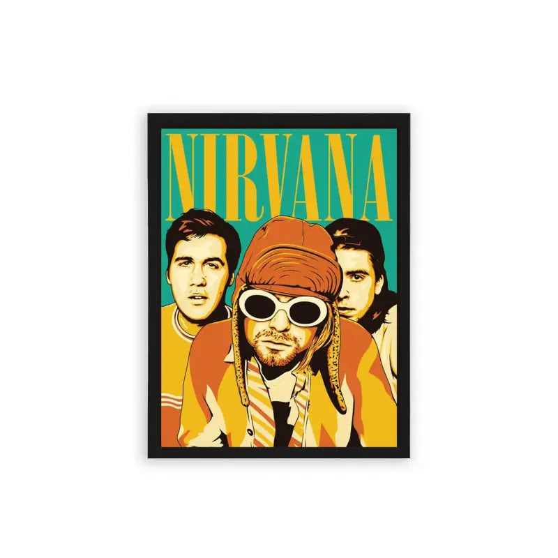 Nirvana 'Retro Style' Framed Poster Black Hard Fiber