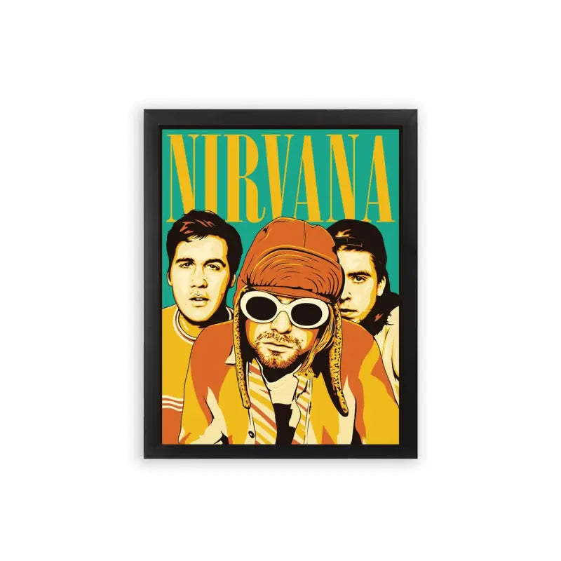 Nirvana 'Retro Style' Framed Poster Black Premium Wood