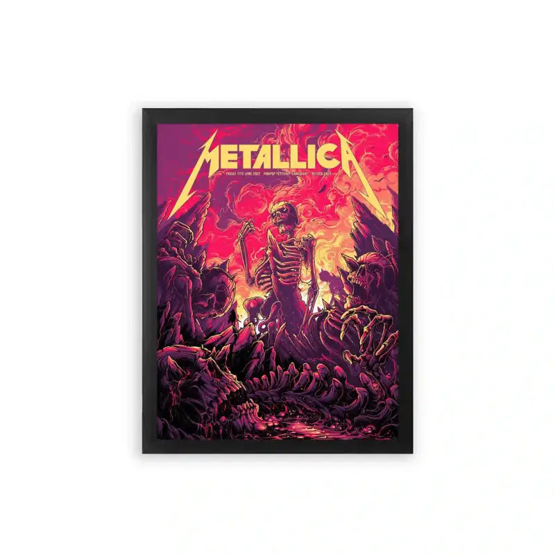 Metallica 'Skeletal Crew' Framed Poster Black Premium Wood