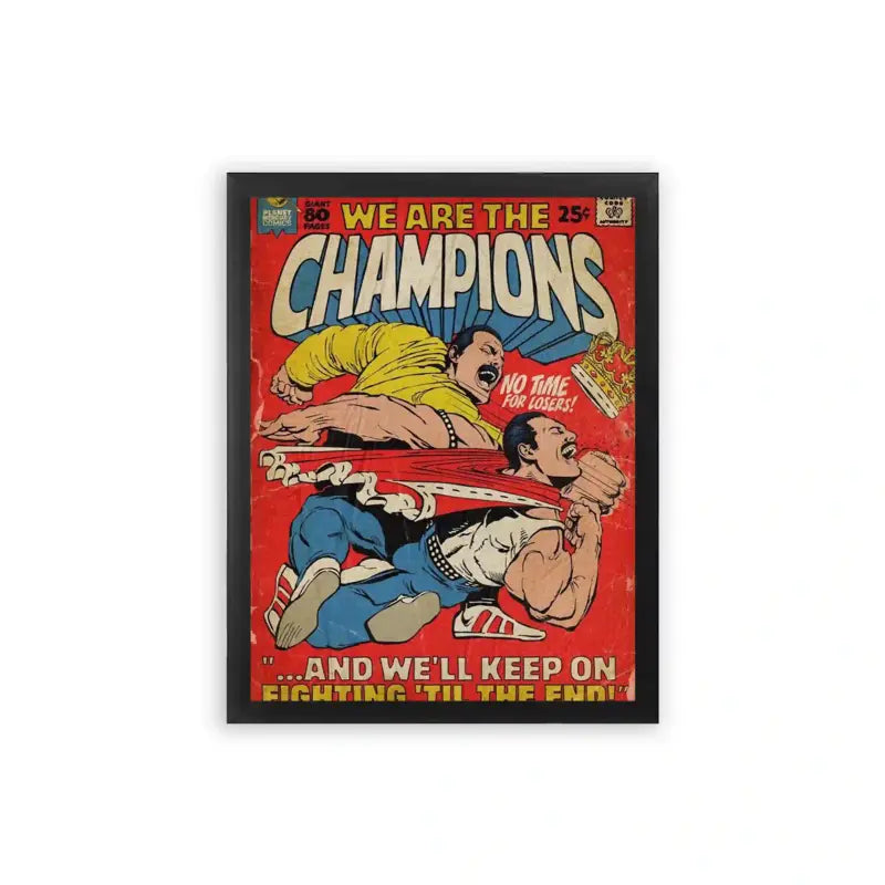 Queen 'We Are The Champion' Framed Poster Black Premium Wood