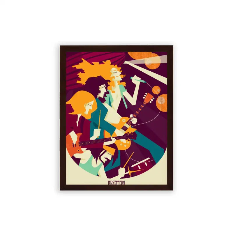 Led Zeppelin 'In Motion' Framed Poster Brown Premium Wood