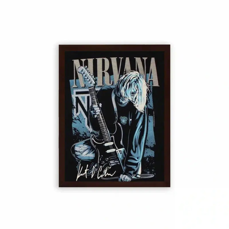 Nirvana 'Kurt Cobain' Framed Poster Brown Premium Wood