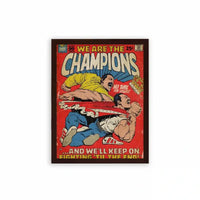 Queen 'We Are The Champion' Framed Poster Brown Premium Wood