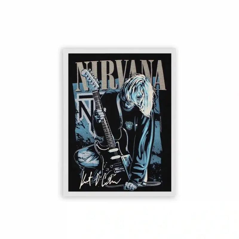 Nirvana 'Kurt Cobain' Framed Poster White Hard Fiber