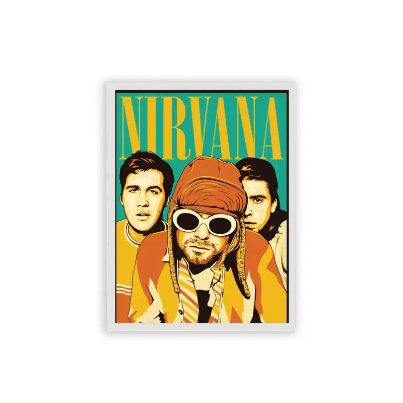 Nirvana 'Retro Style' Framed Poster White Hard Fiber