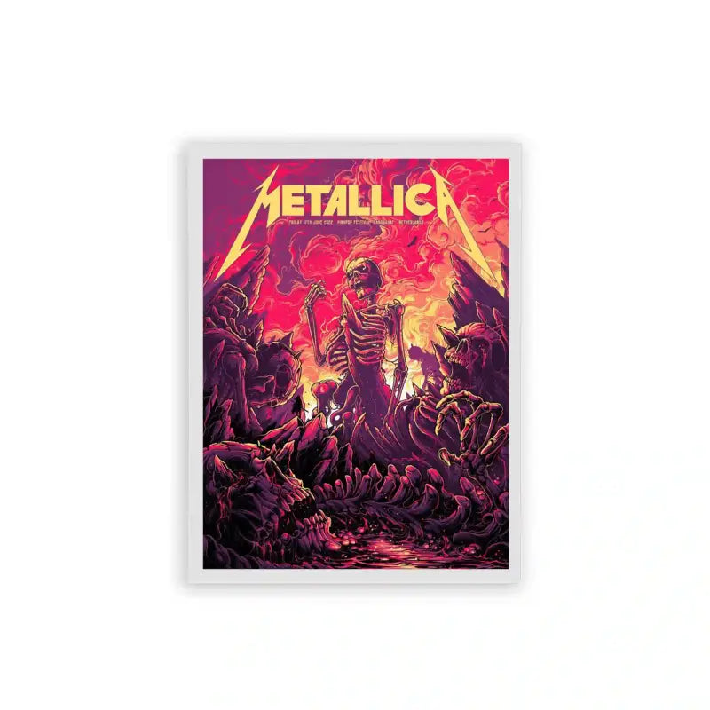 Metallica 'Skeletal Crew' Framed Poster White Hard Fiber